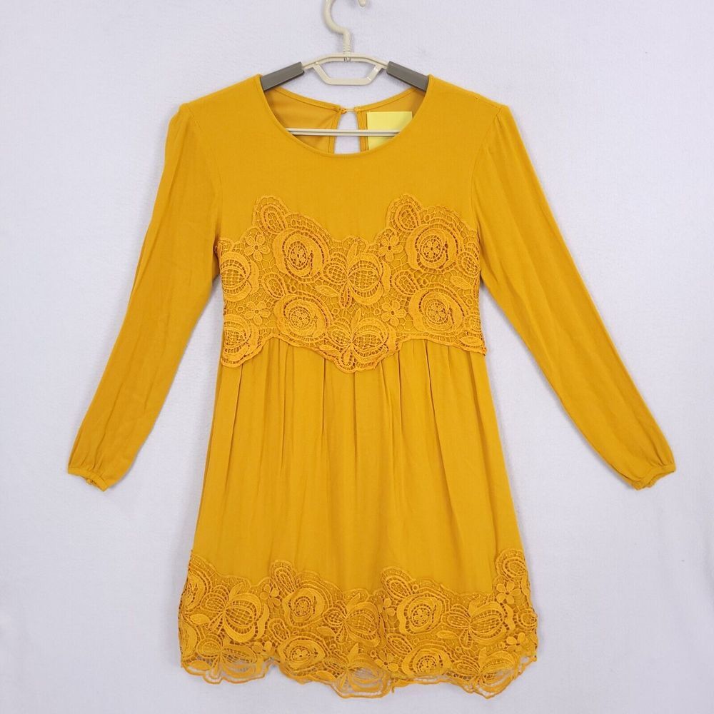 Elegant Mustard Lace Dress